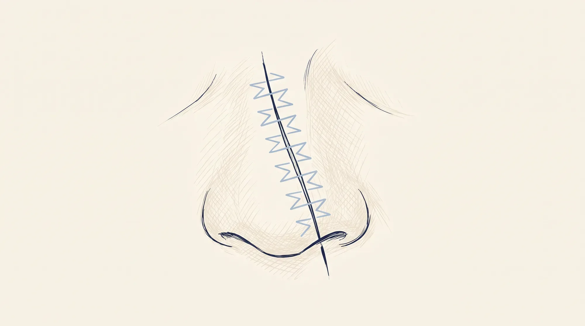 Cross-section illustration of skin showing a raised scar being reshaped into a finer line.