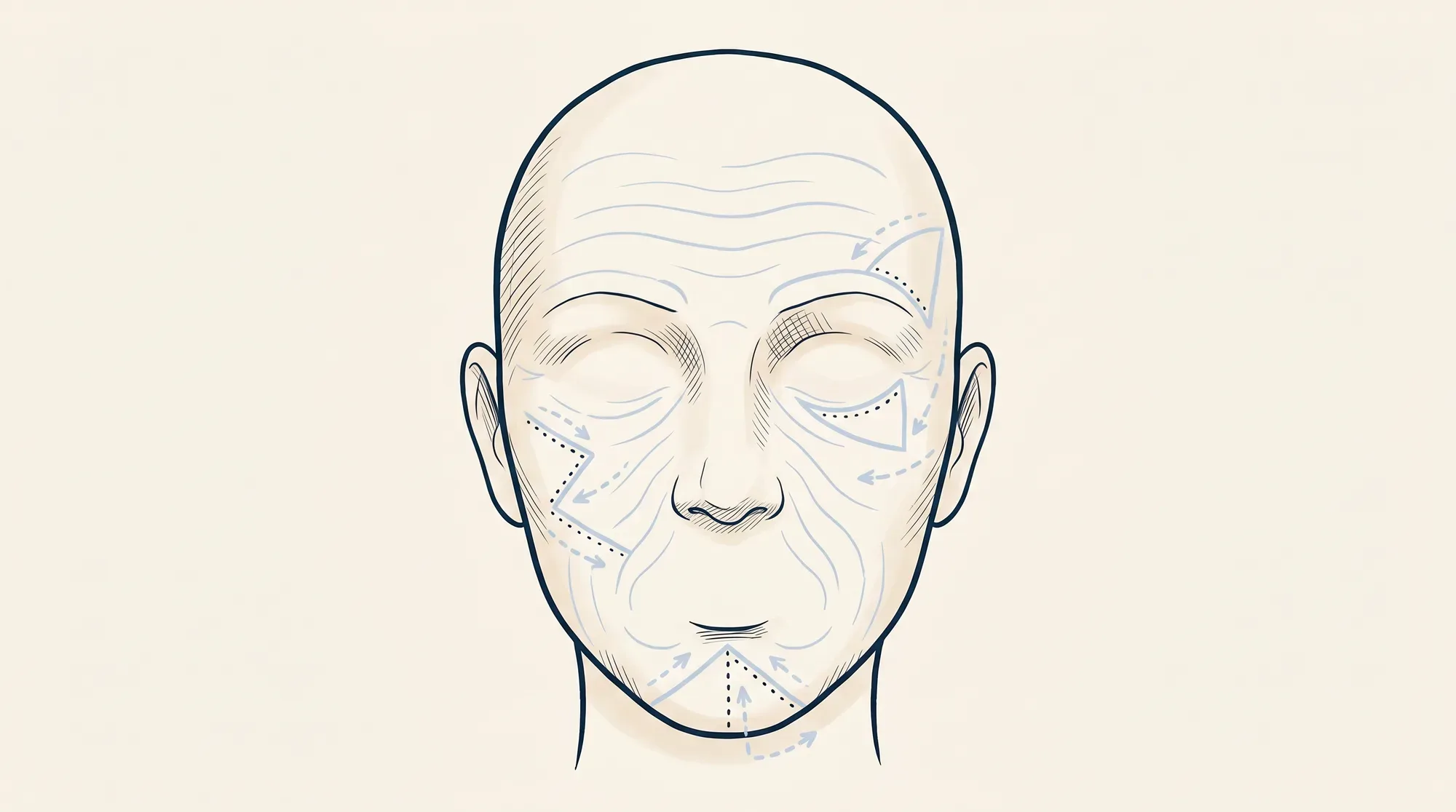 Cross-section illustration of facial skin showing a skin-cancer lesion with an excision outline and a clear margin around it.