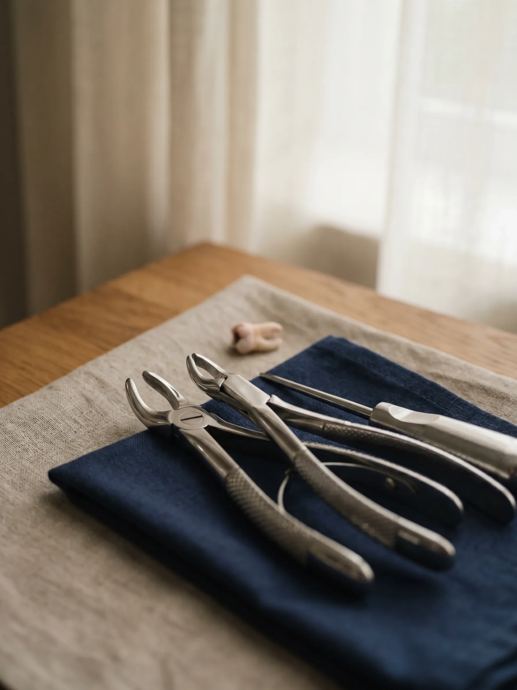 Surgical tooth removal, patient in dental chair
